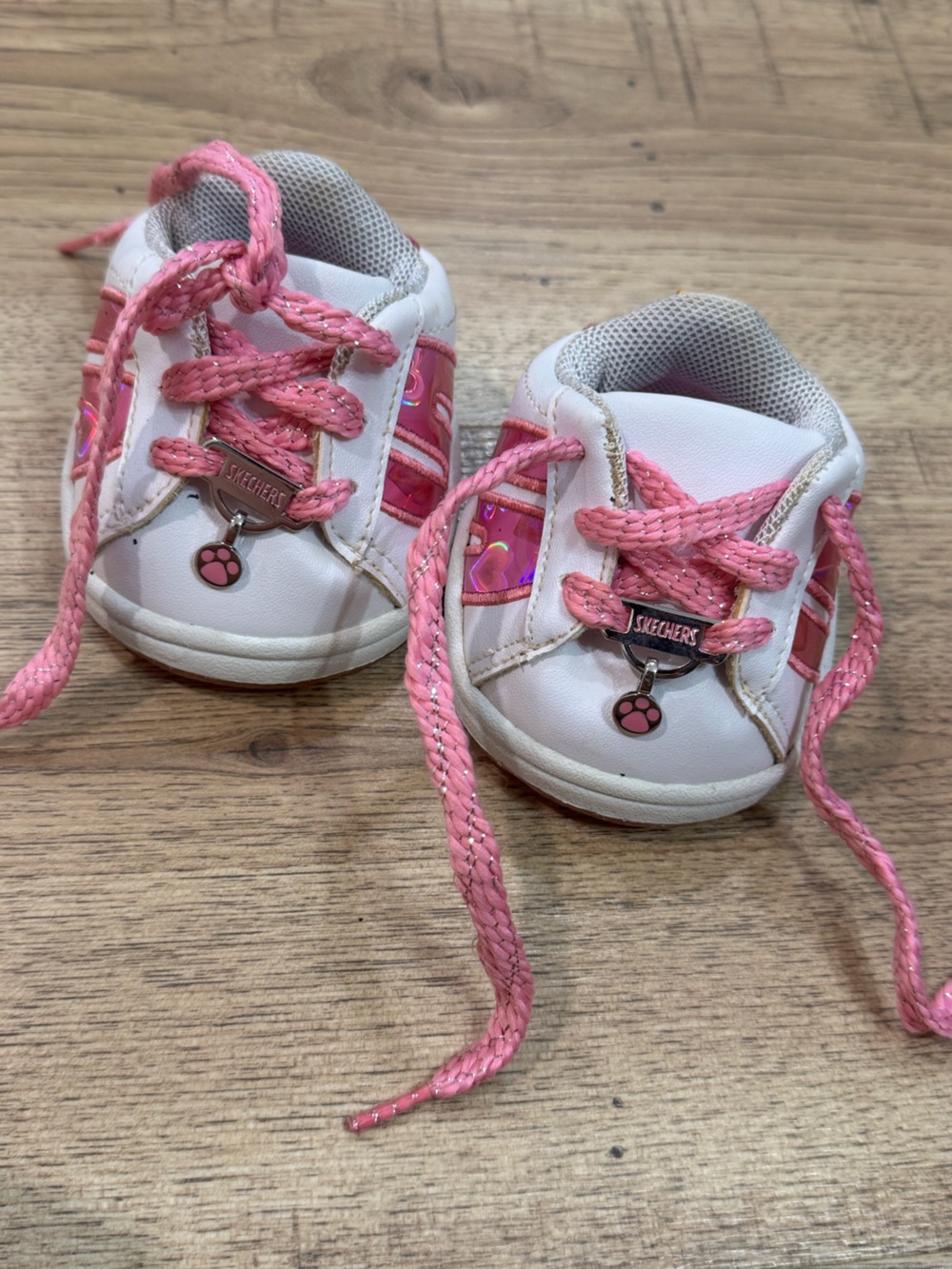 Build-A-Bear White and Pink Toddler Sneakers with Paw Charm